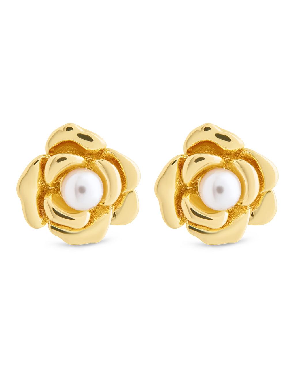 Rosa Pearl Flower Stud Earrings for Women - Elegant Floral Pearl Earrings for Daily Wear, Wedding, Party & Gift Giving