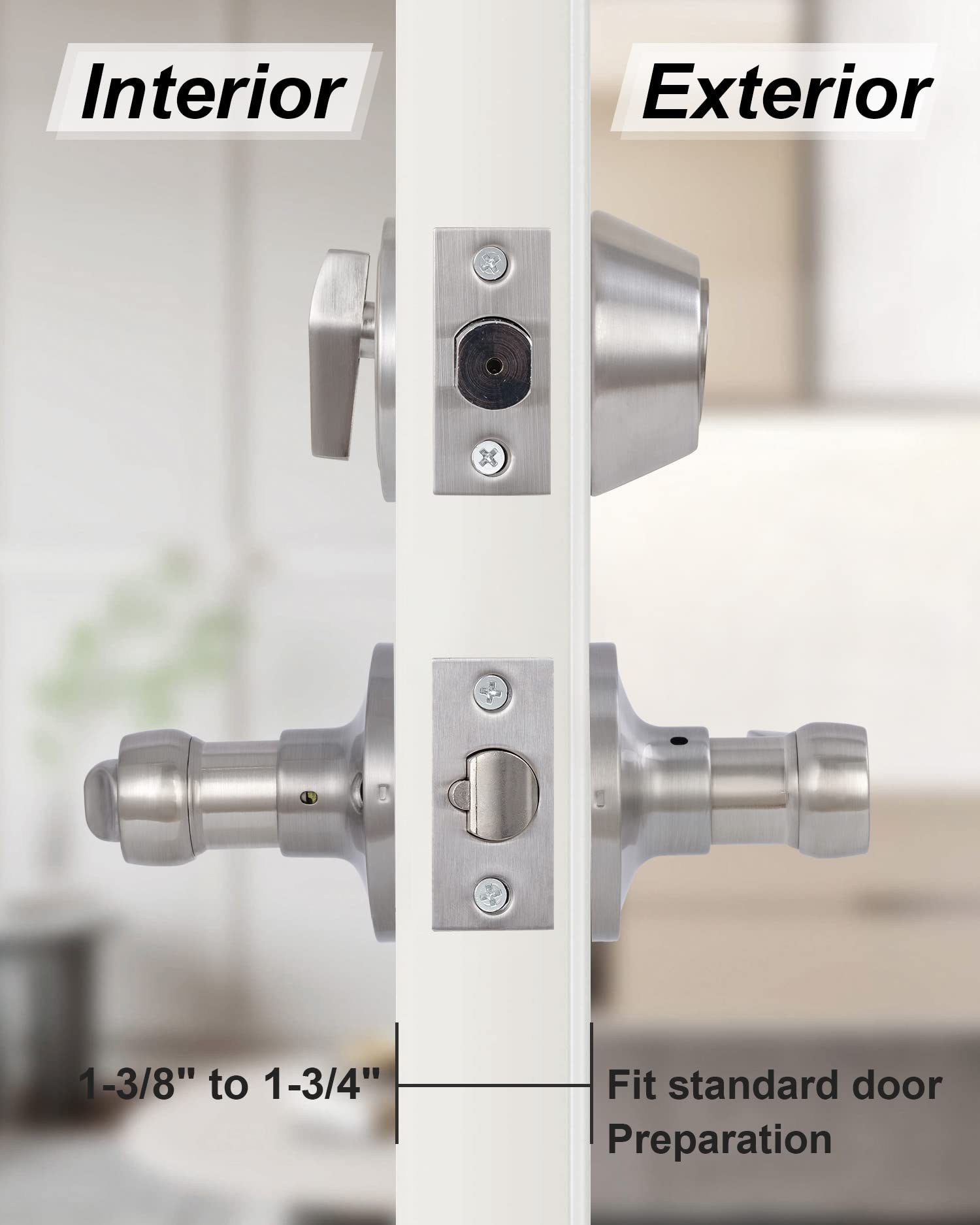 Keyed Alike Front Door Lever Lockset with Single Cylinder Deadbolt - Exterior Door Knob with Lock & Deadbolt in Satin Nickel Finish | Secure Your Home, Office or Rental Property Entrance