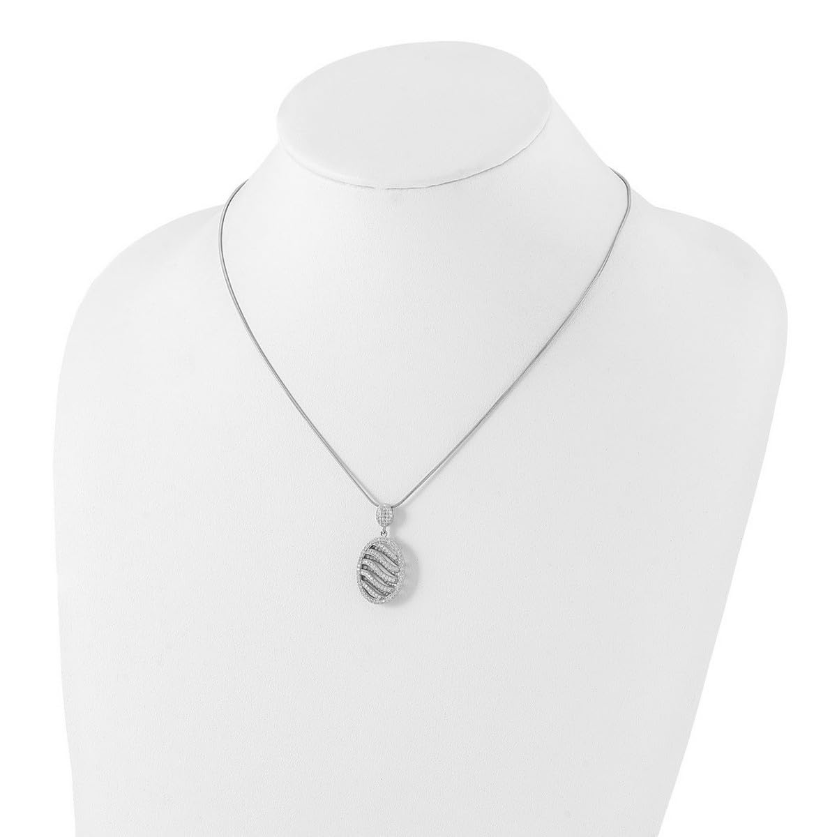 925 Sterling Silver Lobster Claw Necklace with CZ Cubic Zirconia Oval Pendant - 18 Inch Women's Jewelry for Everyday Wear, Parties & Special Occasions