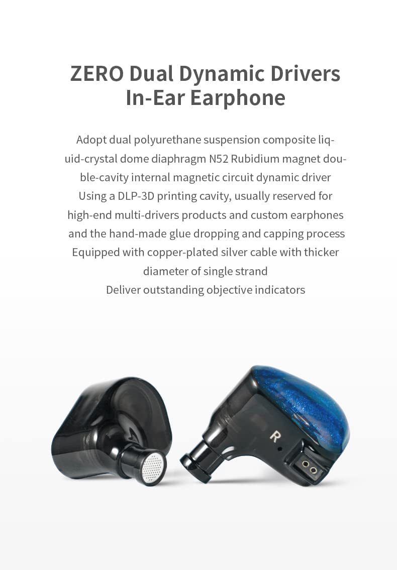 TRUTHEAR x Crinacle Zero Dual Dynamic Driver HiFi In-Ear Earphones with 0.78mm 2Pin Detachable Cable - Audiophile Earbuds for Music, Gaming & Studio Monitoring