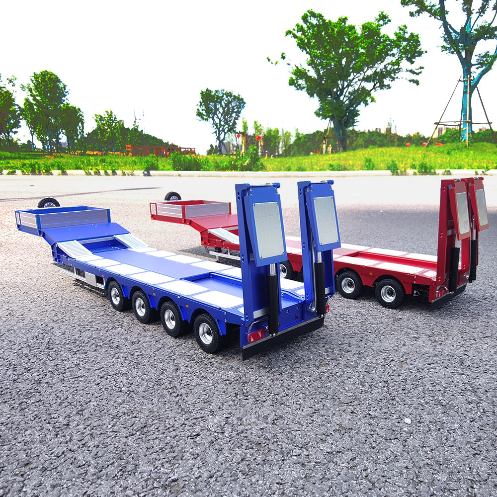 1/14 Scale RC Steering Trailer 997 - Detachable Metal Body 4-Axle Gooseneck Heavy Duty Trailer for Tamiya Tractor Trucks | Compatible with 1/14 Scale RC Models, Perfect for Truck Simulation & Display Collections