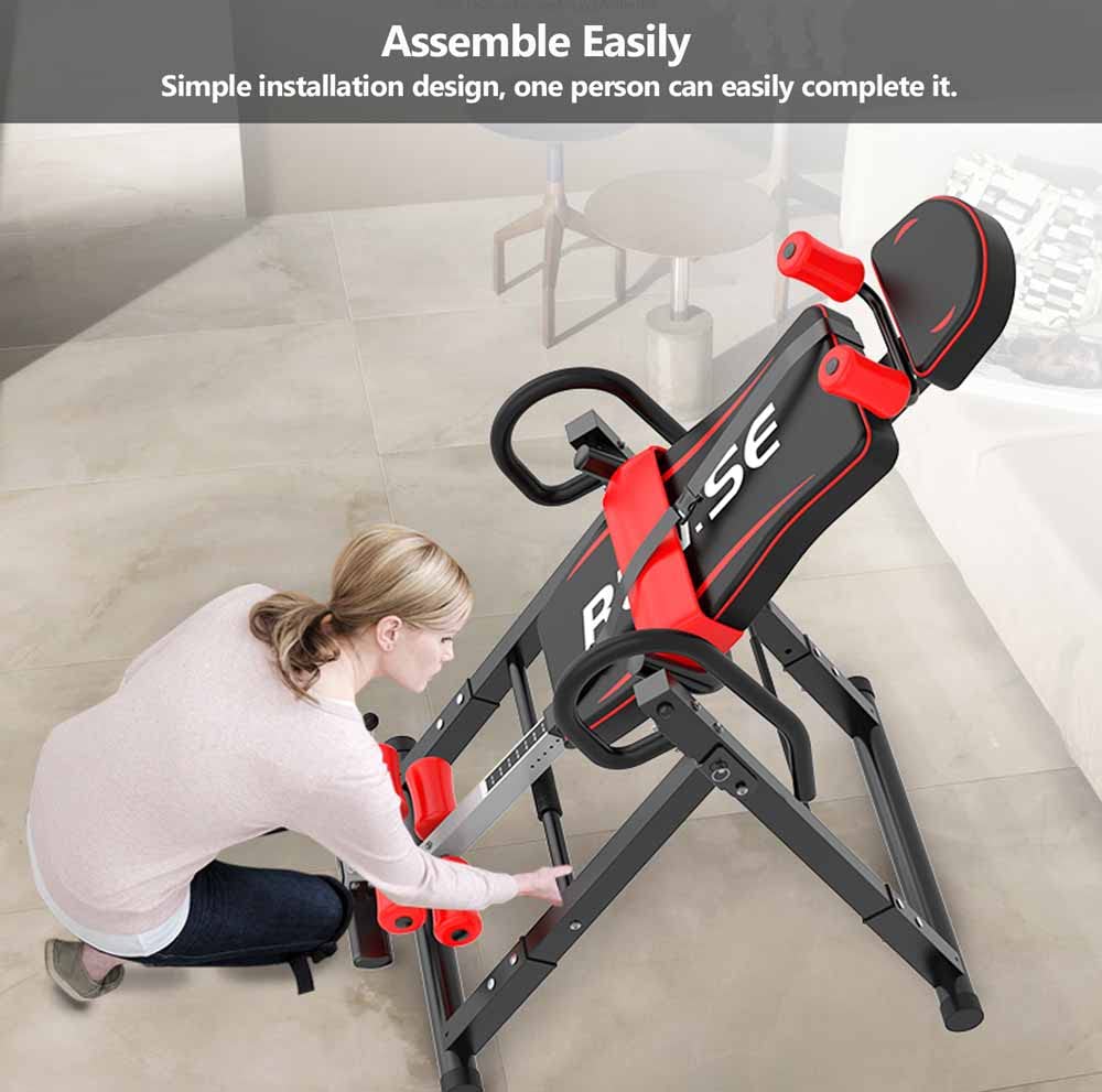 LINKLIFE Heavy Duty Folding Inversion Table with Adjustable Headrest & Safety Belt - Back Pain Relief Therapy Equipment for Home Use | Ideal for Spinal Decompression, Yoga Stretching & Fitness Recovery