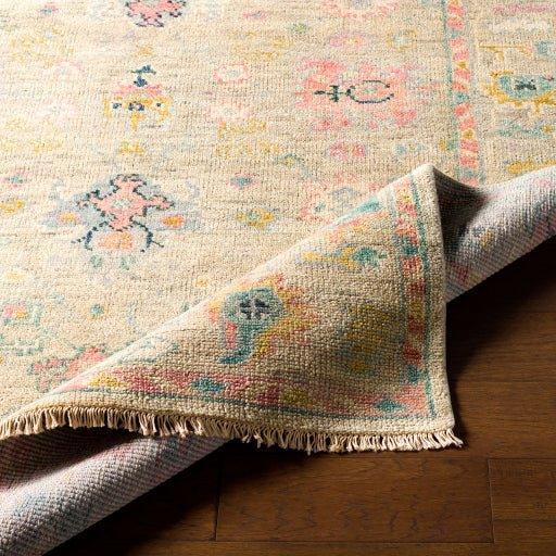 Hand-Knotted Wool Area Rug in Pink, Beige & Sage - Multiple Size Options for Living Room, Bedroom & Dining Room Decor