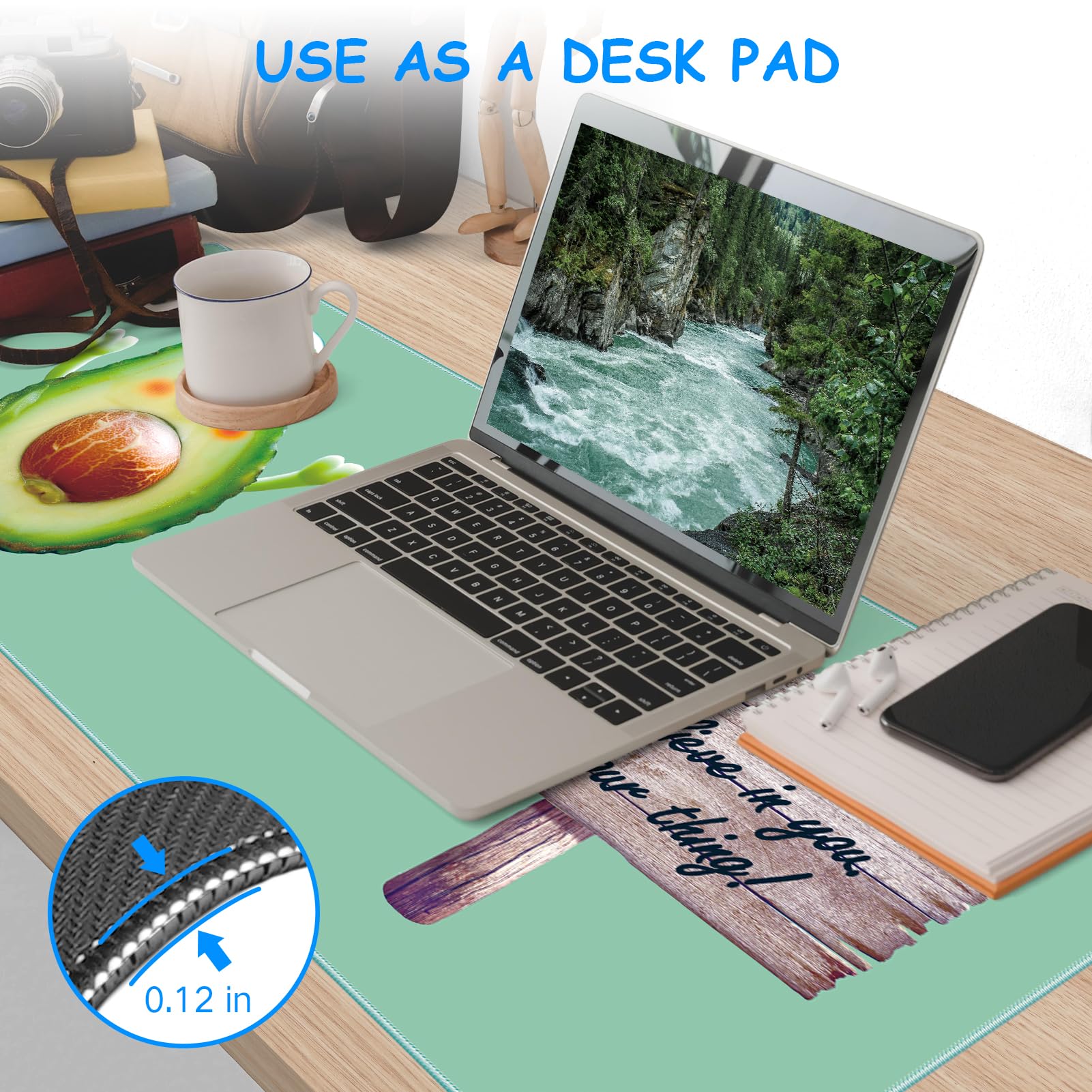 Ultra Large Gaming Mouse Pad - 35.4 x 15.7 Inch Non-Slip Rubber Base Desk Mat for Home Office & PC Gaming | Thick XXXL Mousepad for Work & Play | Avocado Design | Perfect for Computer Desks & Workspaces