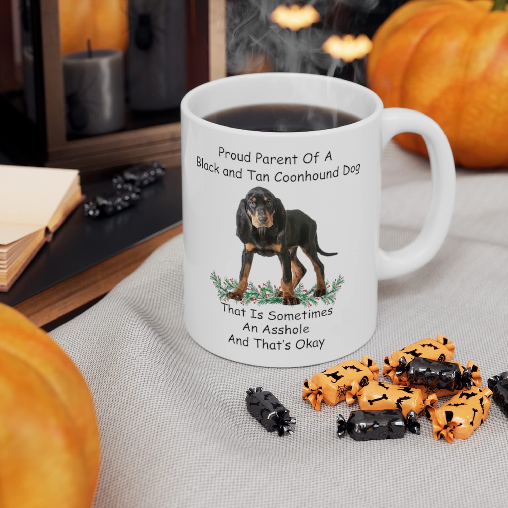 Funny Black and Tan Coonhound Proud Parent Coffee Mug - 11oz White Ceramic Cup for Dog Lovers, Christmas 2024 Gifts - Perfect for Home, Office & Holiday Presents