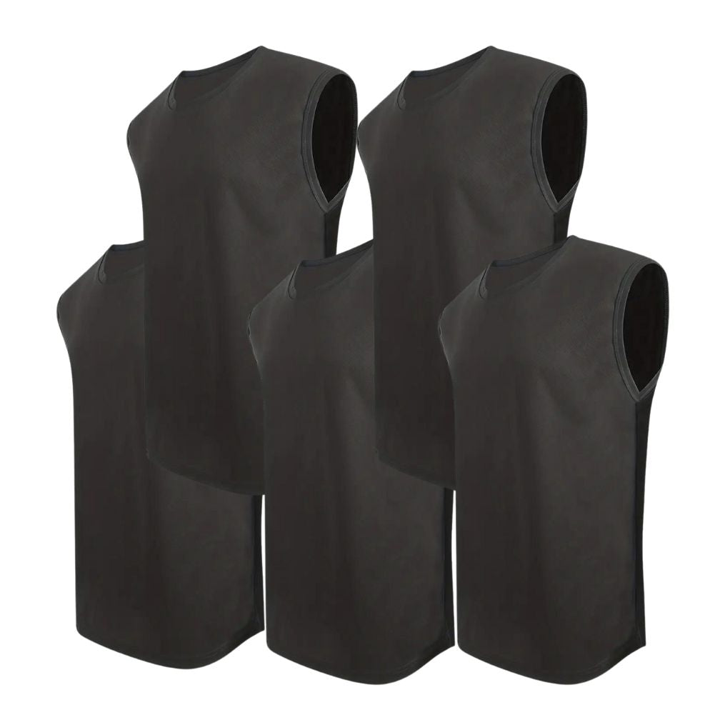 5 Pack Men's Quick Dry Sleeveless Athletic Shirts - Moisture Wicking Workout Tops for Gym, Running & Outdoor Activities