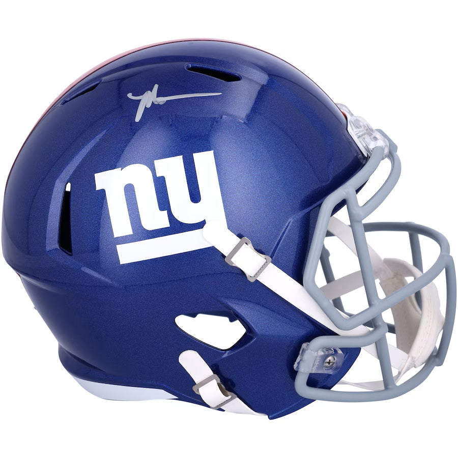 Malik Nabers Autographed New York Giants Full-Size Replica Speed Helmet - Perfect for NFL Fans, Collectors & Game Room Decor