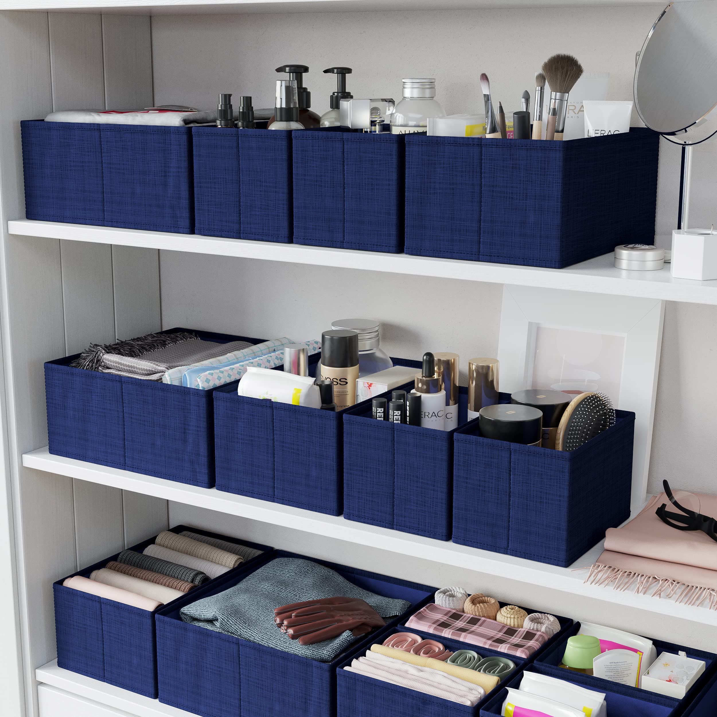 12-Piece Navy Drawer Organizer Set for Baby Clothes - Nursery Dresser Organizers, Closet Storage & Bedroom Organization | Perfect for Newborn Wardrobe, Toddler Clothing & General Home Organization