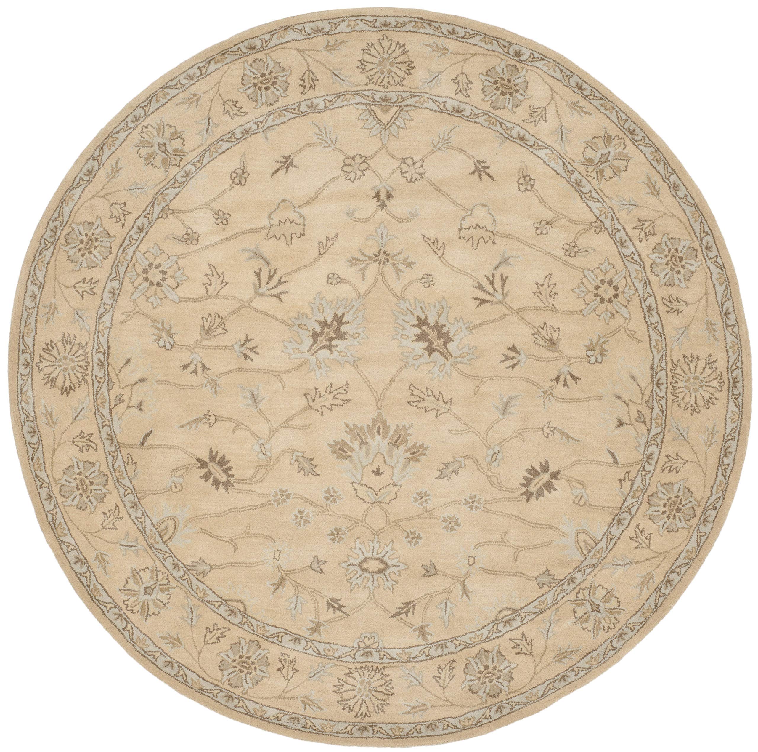 SAFAVIEH Wyndham Collection 7-Foot Round Light Gold Handmade Modern Premium Wool Area Rug - Perfect for Living Room, Bedroom & Office Decor