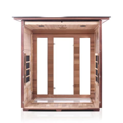 Enlighten Sauna Rustic 4-Person Full Spectrum Infrared Sauna for Indoor & Outdoor Use - Perfect for Home Spa, Relaxation & Detox Therapy