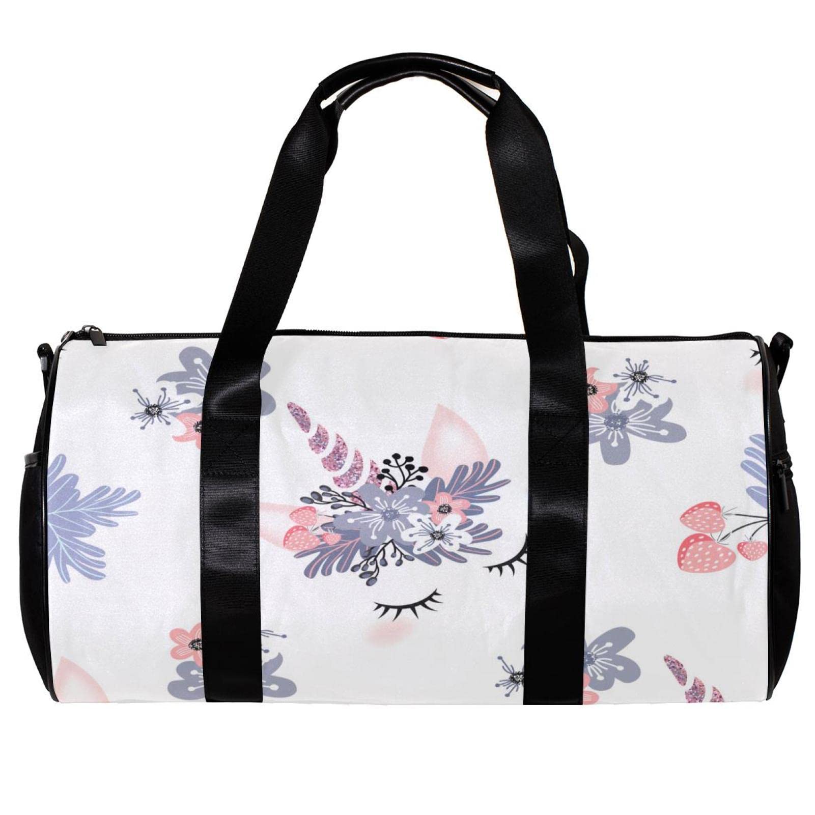 Unicorn with Flowers Duffle Bag - Foldable Travel Gym Bag for Women, Men, Girls & Boys | Perfect for Sports, Gym, Weekend Trips & Overnight Stays