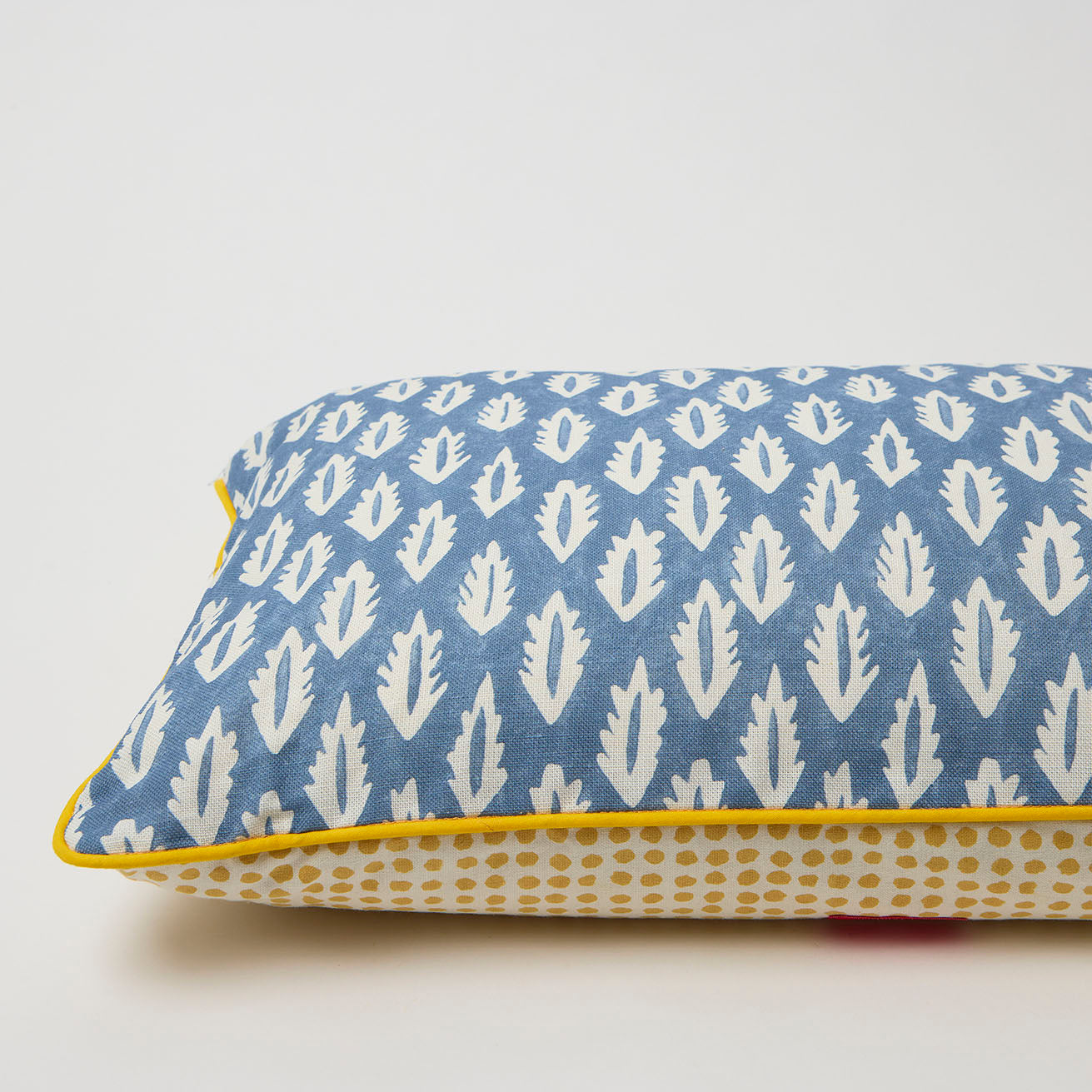 Forest Blue Seed Mustard Piped Cushion - Soft and Stylish Home Decor for Living Room, Bedroom, or Sofa