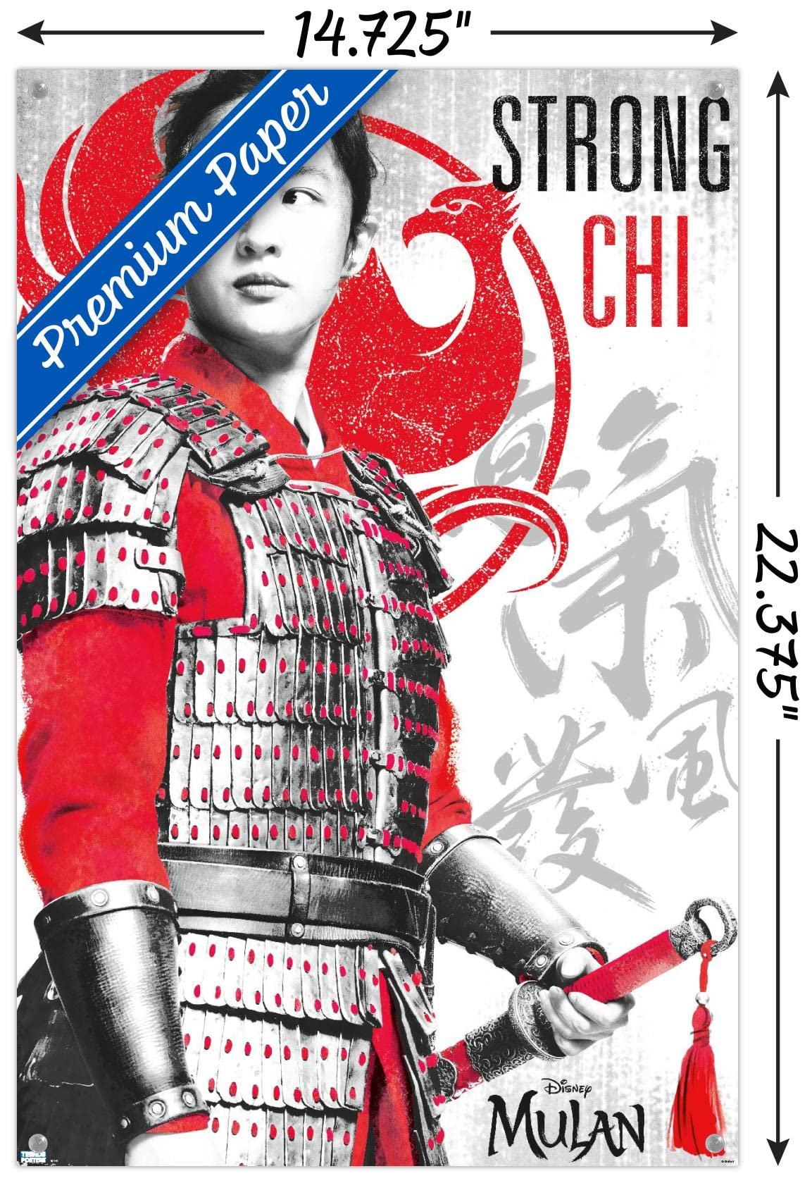 Disney Mulan Wall Poster - Strong & Durable with Push Pins - Perfect for Kids Room Decor, Home Office & Classroom Inspiration