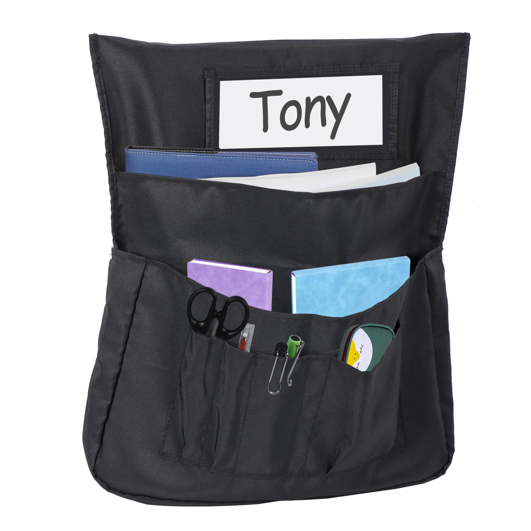 12 Pack Chair Pockets for Classroom - 17 x 18 Inch Chair Back Organizer with Name Slot, Kids School Supplies Storage - Perfect for Books, Papers, and Supplies in Preschool & Elementary Classrooms