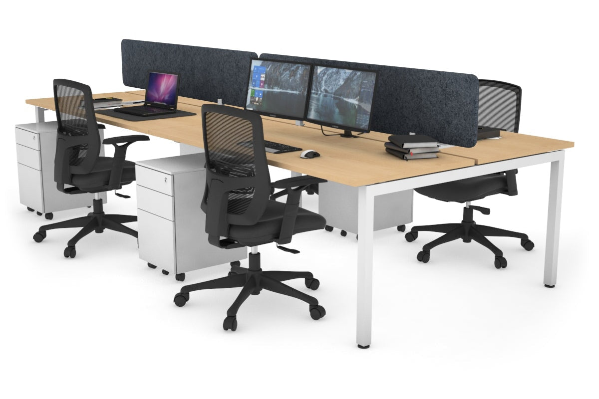 Quadro Square Legs 4-Person Office Workstation Desk - 1600L x 700W Dimensions - Perfect for Team Collaboration & Open Office Spaces
