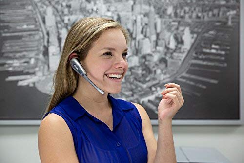 Plantronics CS55 Wireless Office Headset System Bundle with Headset Advisor Wipe (Renewed) - Noise Cancelling Headphones for Clear Calls, Remote Work & Office Communication