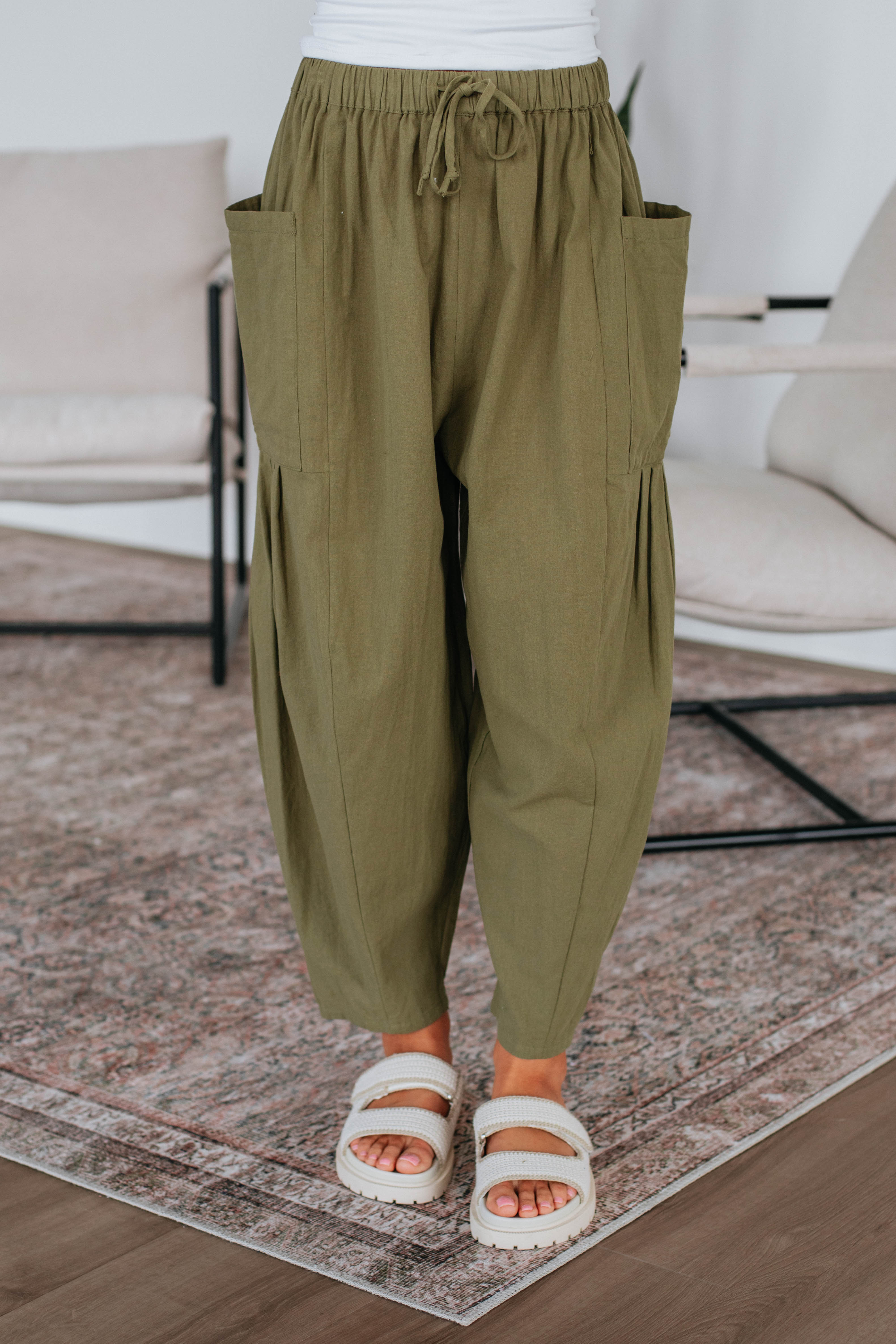 Adeera Women's Casual Pants - Burnt Olive Color, High Waisted Comfortable Trousers for Work, Travel & Everyday Wear