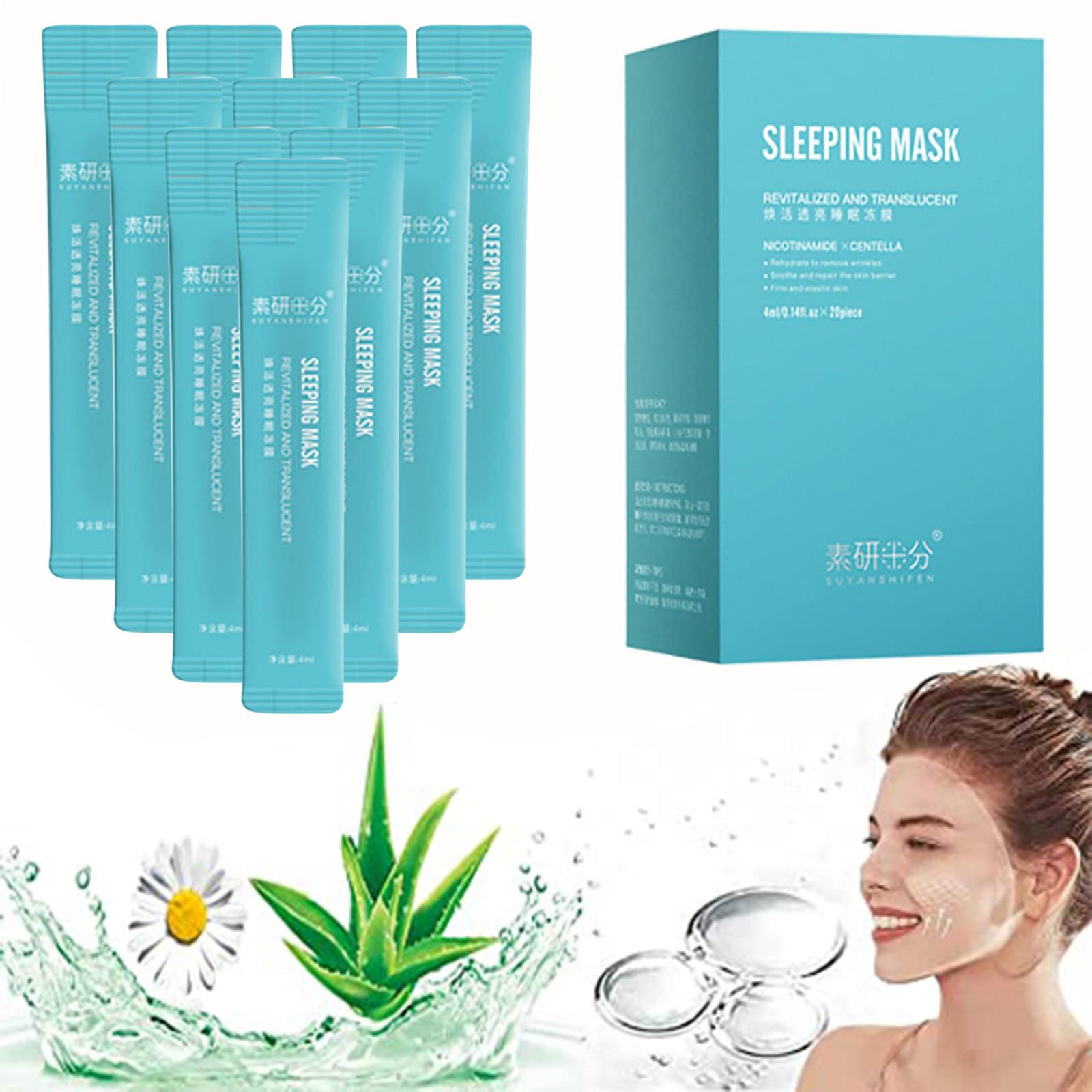 20 Packs Collagen Firming Face Mask - Overnight Sleeping Mask for Skin Tightening & Hydration, Anti-Aging Deep Moisturizing Gel Mask for Women & Men | Perfect for Nighttime Skincare Routine & Travel Essentials