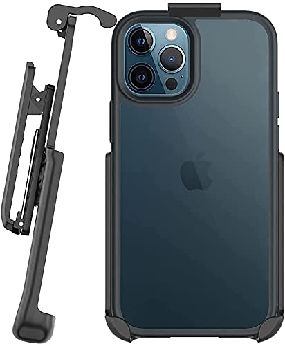 iPhone 12 Pro Max Belt Clip Case - Slim Clear Protective Cover with Rotating Holster & Built-in Kickstand | 6.7 Inch Transparent Full Body Protection | Perfect for Outdoor Work, Hiking, and Hands-Free Convenience