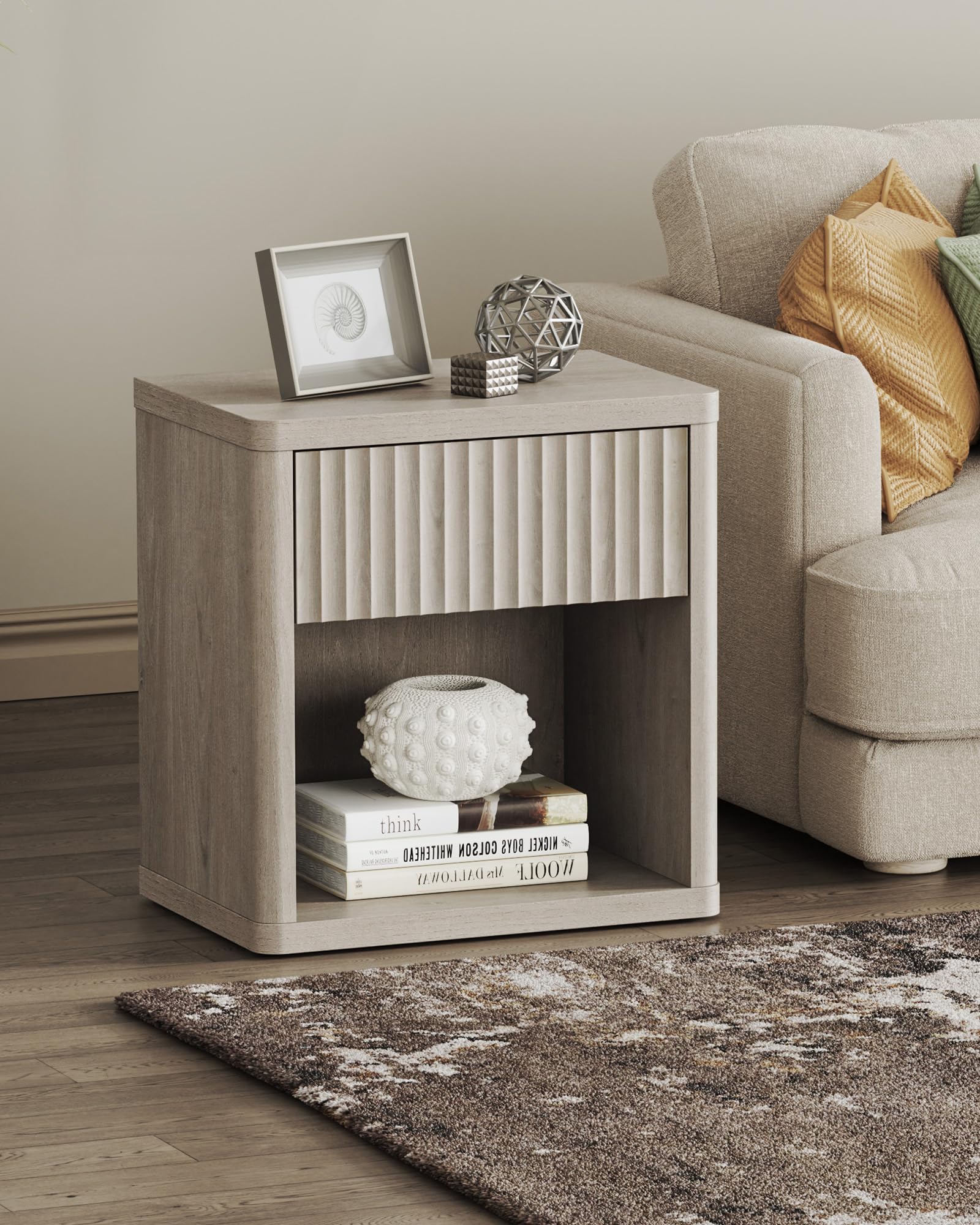 SICOTAS Set of 2 Modern Nightstands with Drawer Storage - 22.7