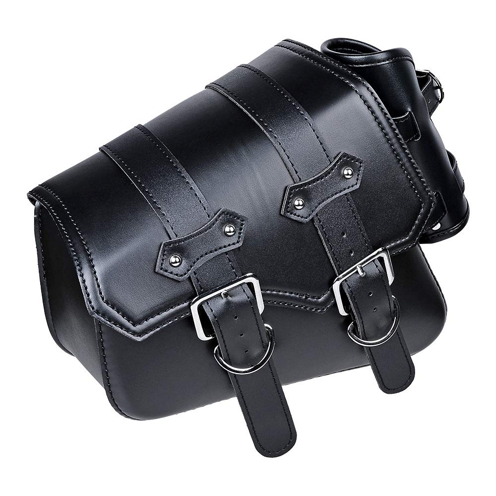 Amopacorp Motorcycle Black Left Side Solo Swing Arm Saddlebag - Compatible with Harley Sportster XL 883, 1200, 48 & 72 Models | Durable Storage Bag for Cruiser Bikes | Perfect for Road Trips & Daily Commuting