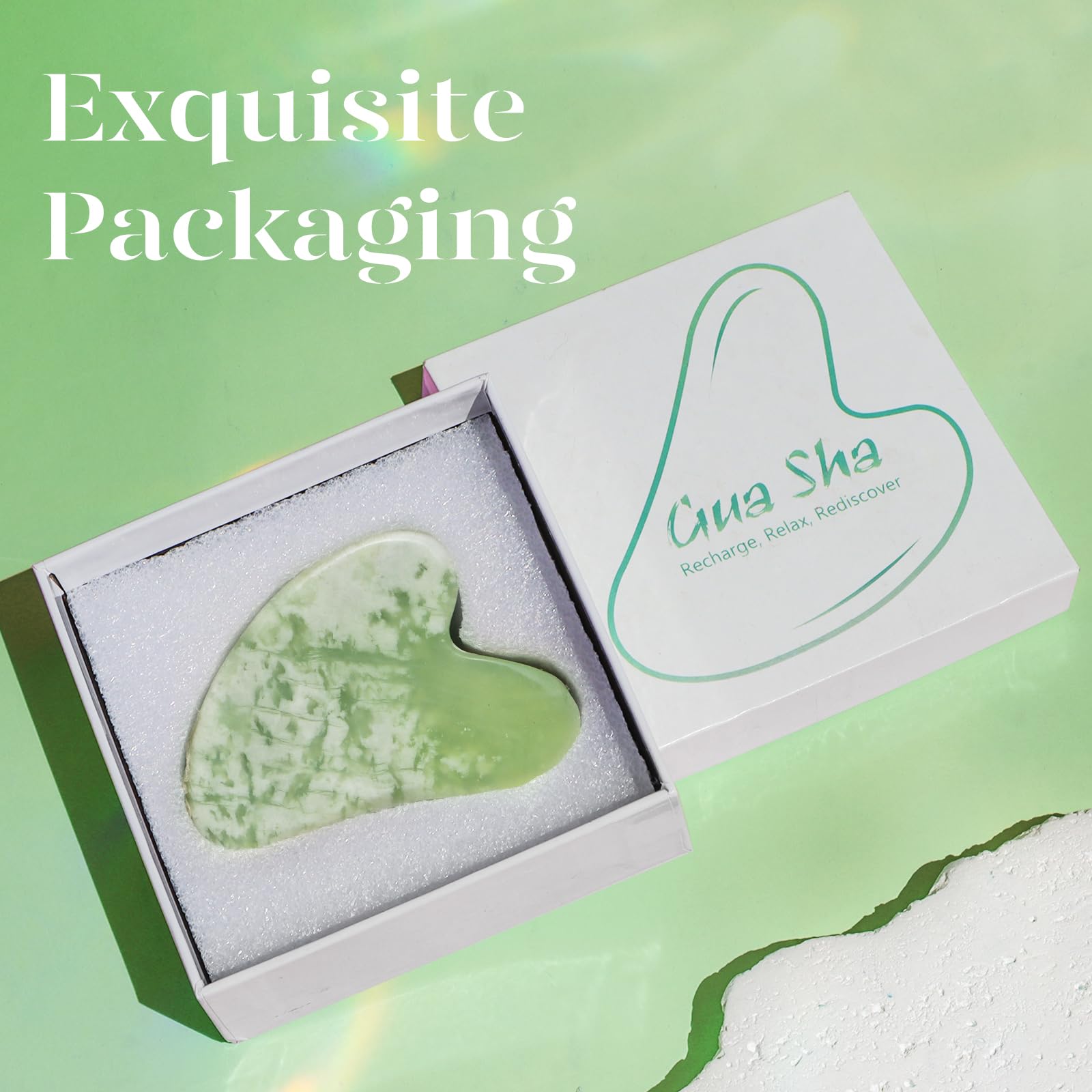 BAIMEI Jade Gua Sha Tool - Anti-Wrinkle Face Massager for Skin Care & Self Care Gifts - Perfect for Home Spa & Relaxation