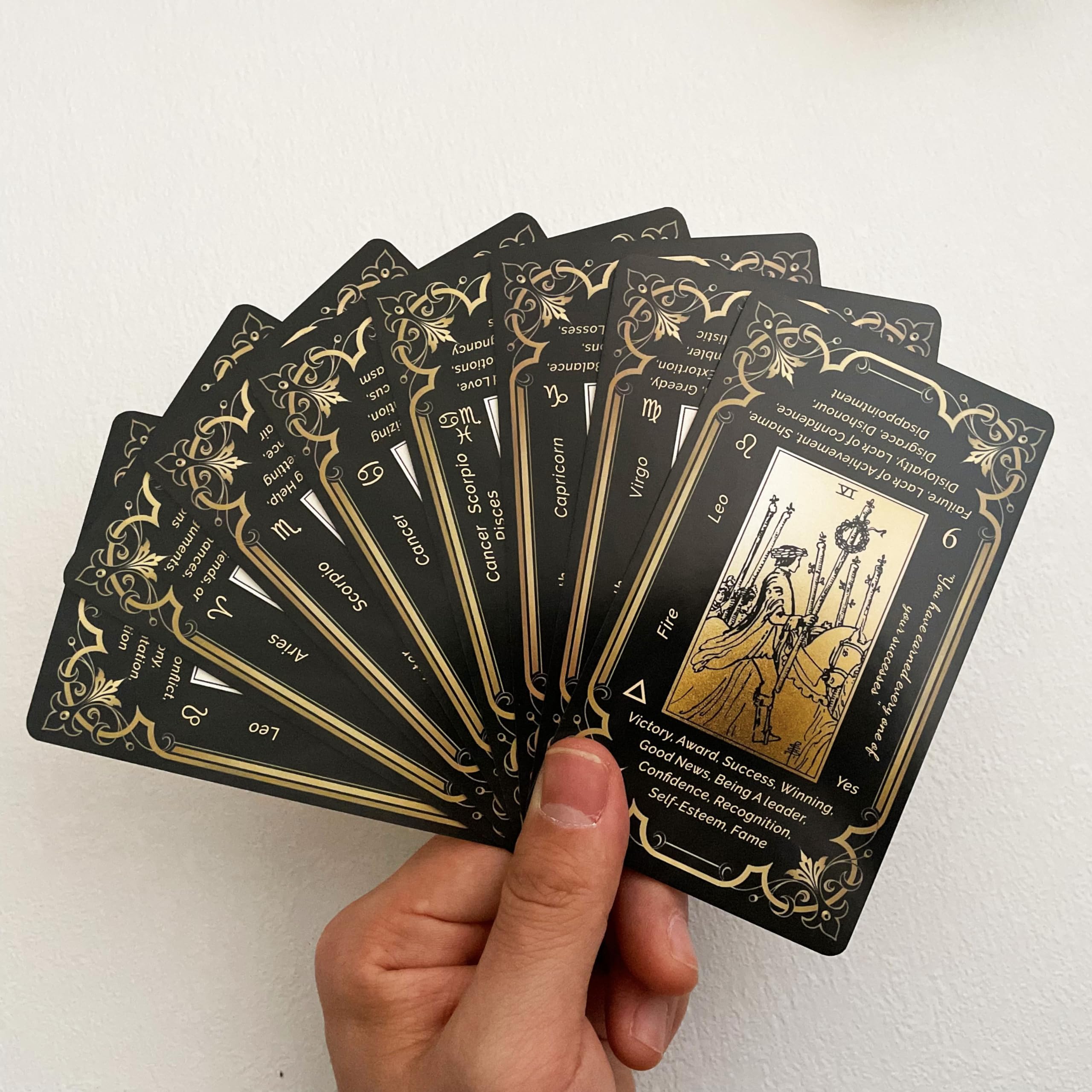 Black Gold Tarot Cards Set for Beginners - 78 Cards with Meanings, Guide Book & Gold Gilded Edges | Perfect for Divination, Meditation & Spiritual Guidance