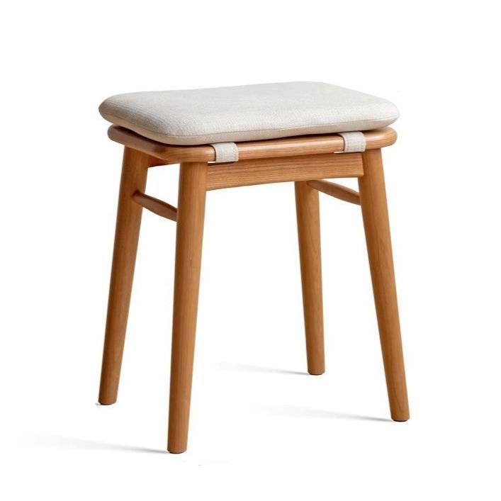 Premium Black Walnut, Cherry & Oak Solid Wood Modern Vanity Stool - Luxury Makeup Seat for Dressing Table, Bedroom & Bathroom