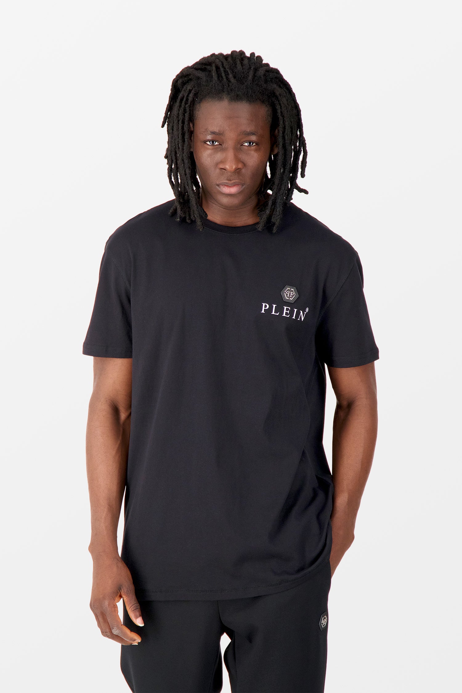 Philipp Plein Black Round Neck Short Sleeve Iconic Plein T-Shirt for Men | Casual Streetwear & Party Outfit