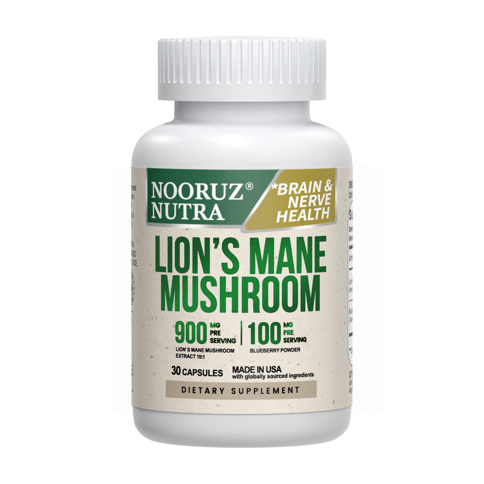 Lions Mane Mushroom 10:1 Extract & Blueberry Brain Booster Capsules - Cognitive Support, Memory & Focus Supplement for Adults - Enhance Mental Clarity & Concentration for Work, Study & Daily Performance