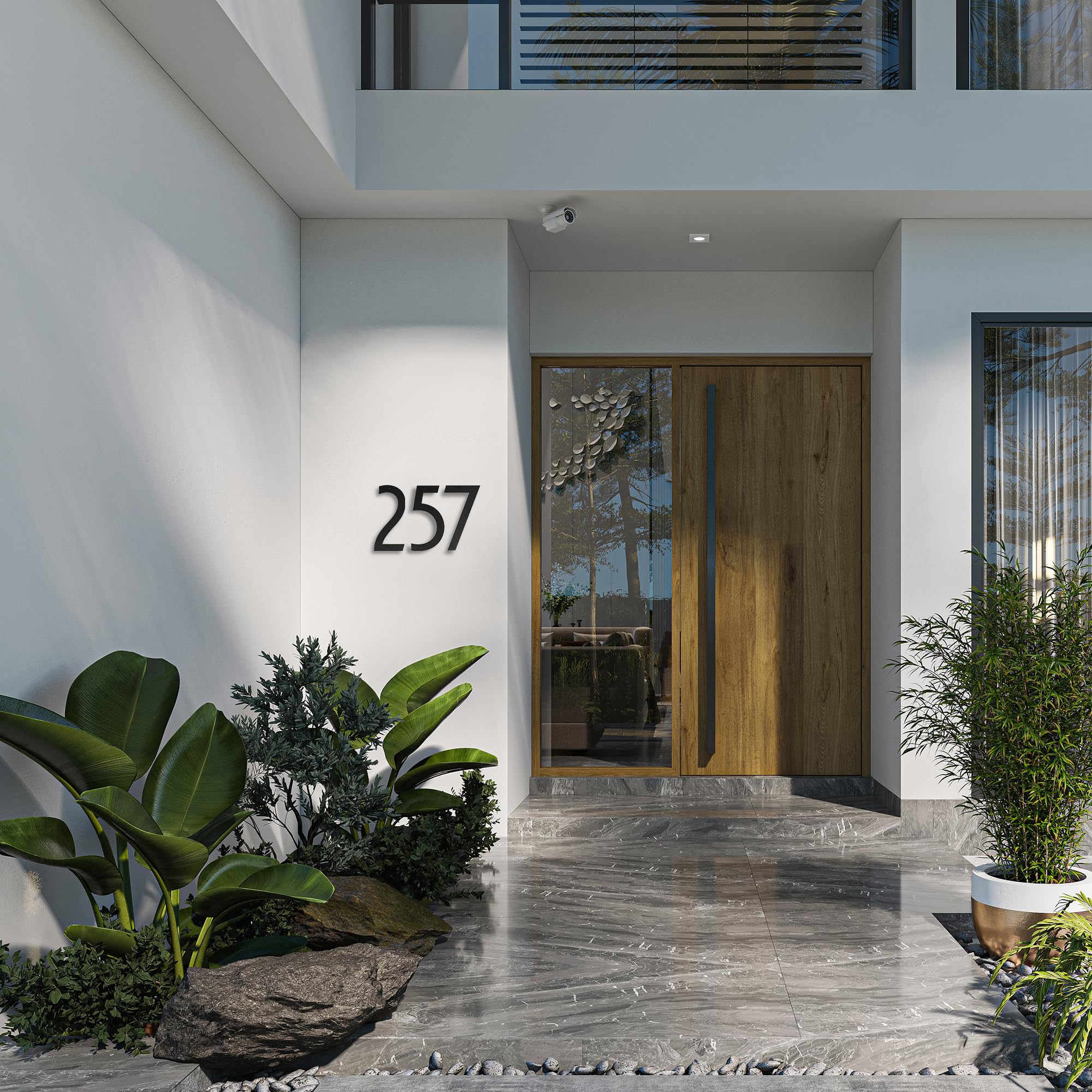 12 Inch Floating Metal House Numbers for Mailbox - Rust-Proof Black Coated Modern Address Plaque with Nail Kit | Durable Outdoor Home Signage for Front Door, Porch & Garden Decor