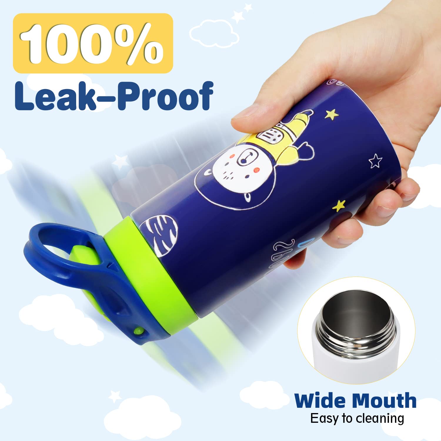 Mocaru 12oz Stainless Steel Insulated Kids Sippy Cup with Leak-Proof Straw Lid & Handle - Sublimation Ready Toddler Water Bottle (4 Pack) - Perfect for Daycare, School, Travel & Outdoor Activities