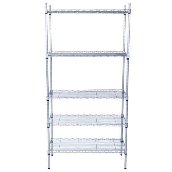 Adjustable 5-Tier Metal Storage Rack - Heavy Duty Garage Shelving Unit, Kitchen Organizer & Closet Storage Solution | Perfect for Home Organization, Shoe Storage, Pantry & Laundry Room Organization