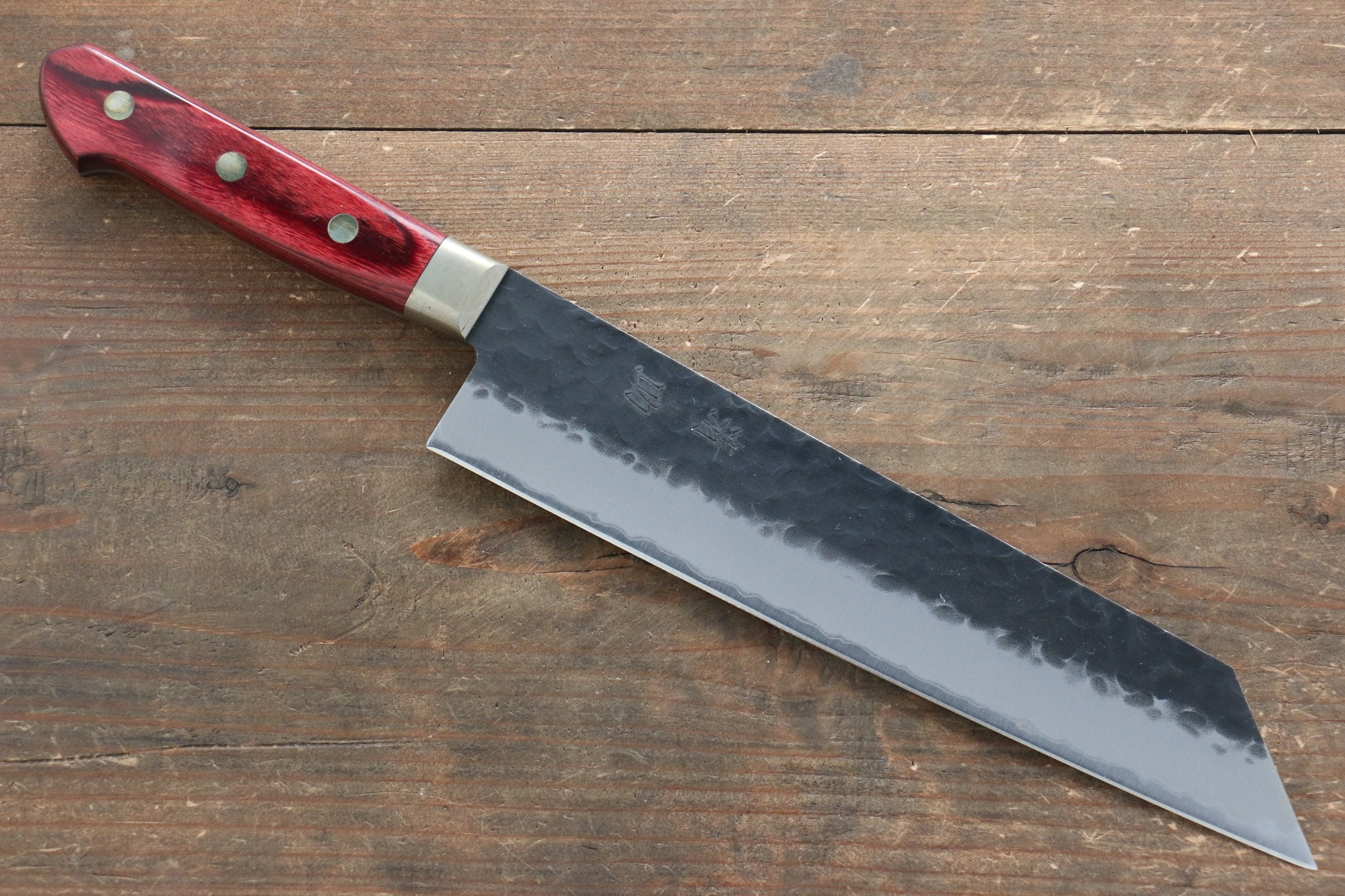 Premium Seisuke Kurobeni Blue Super Hammered Kurouchi Kiritsuke Gyuto Knife 210mm - Japanese Chef Knife with Red Pakka Wood Handle - Perfect for Sushi, Sashimi & Precision Cutting