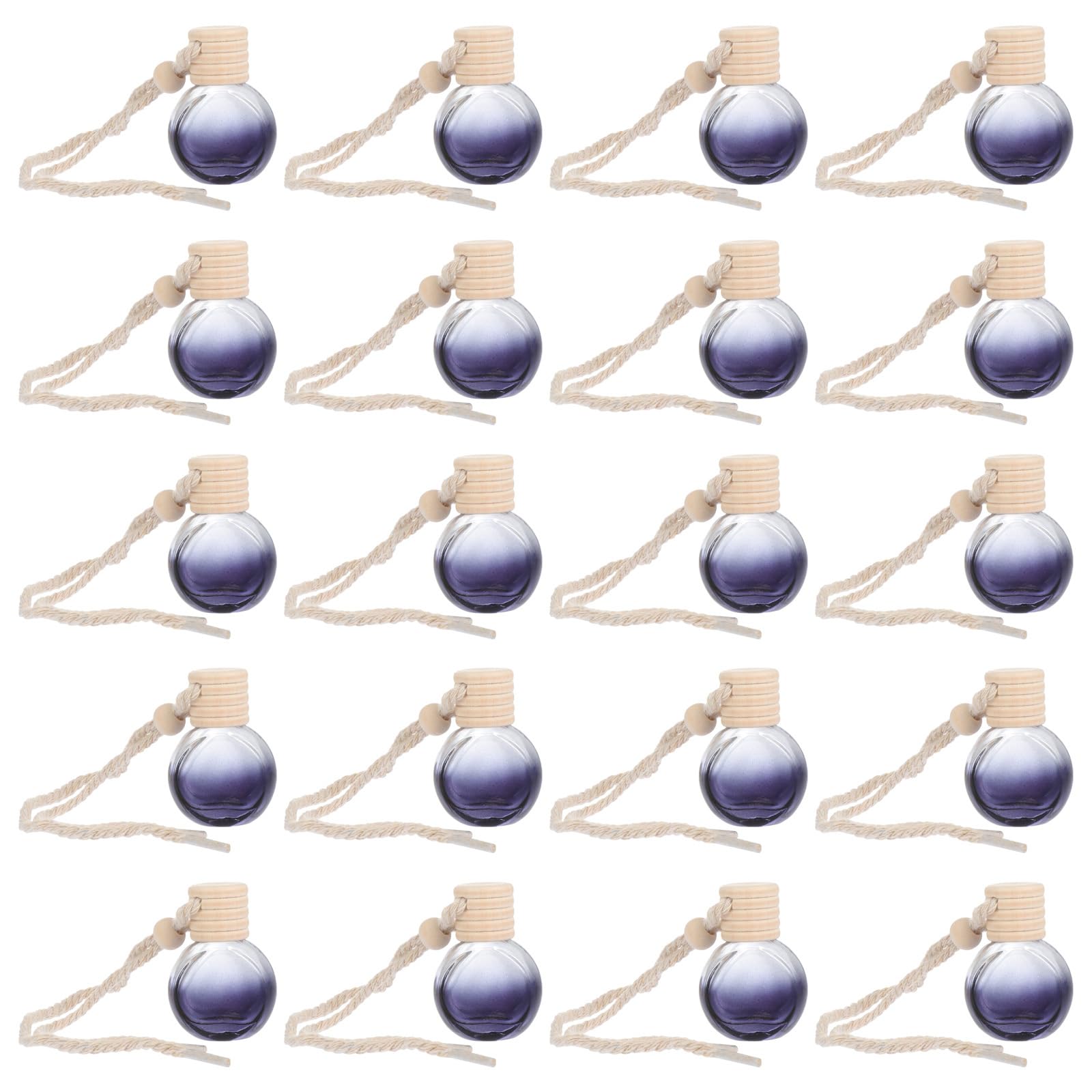 VOSAREA 20pcs Empty Glass Car Air Freshener Hanging Bottles - Essential Oil Diffuser & Perfume Dispenser for Auto, Vehicle, Wardrobe - Perfect for Aromatherapy, Home & Car Decor