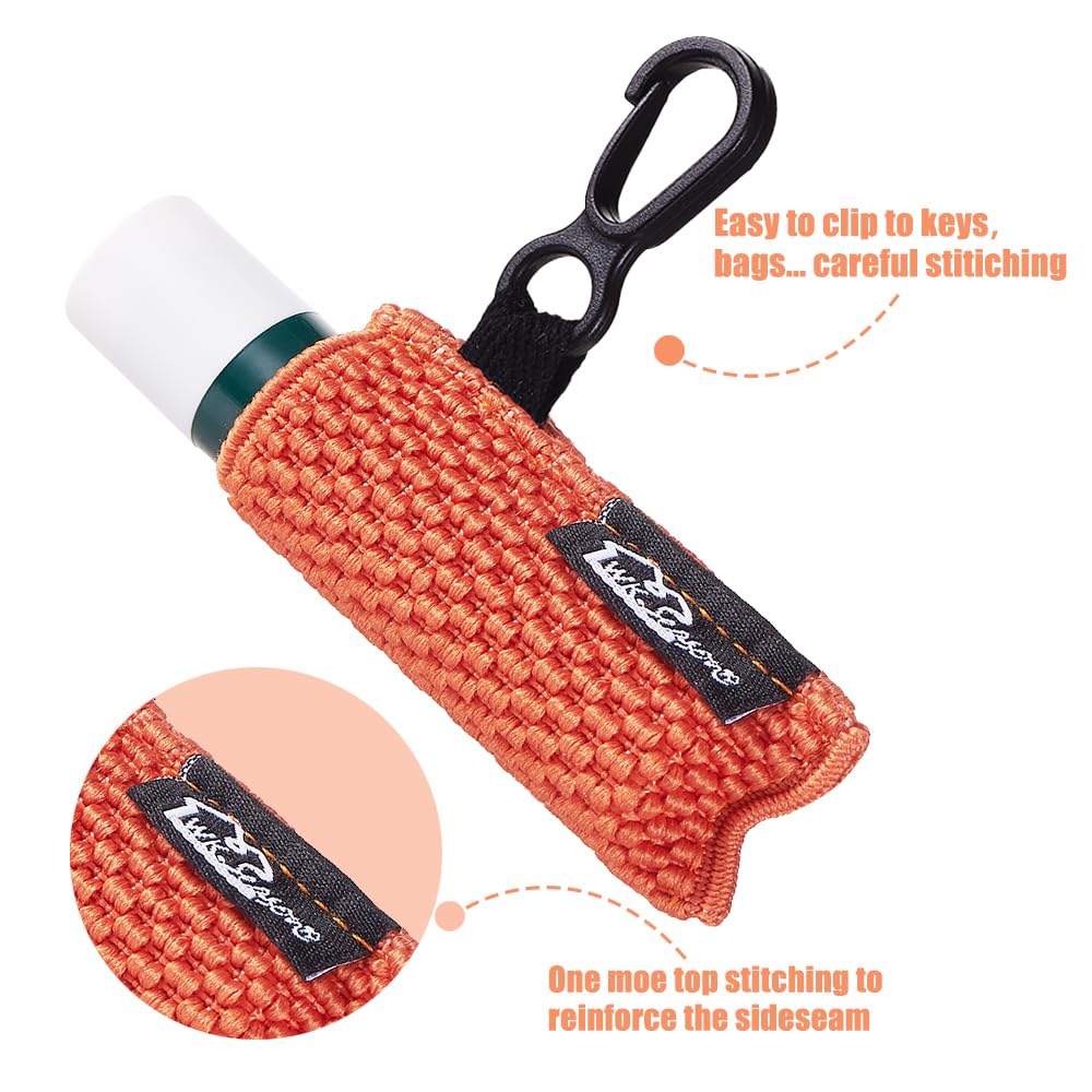 WKieason Lip Balm Holder Sleeve with Keychain - Elastic Lipstick Case for Chapstick, EOS & Tubes (Black/Orange/Yellow) - Perfect for Keyrings, Purses & Travel Organization