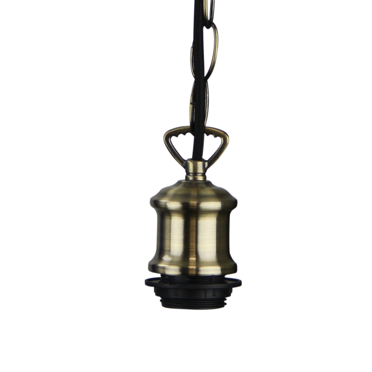 Albany Chain and Cloth Suspension Antique Brass Pendant Light - Vintage Industrial Ceiling Fixture for Dining Room, Kitchen, or Bedroom Lighting