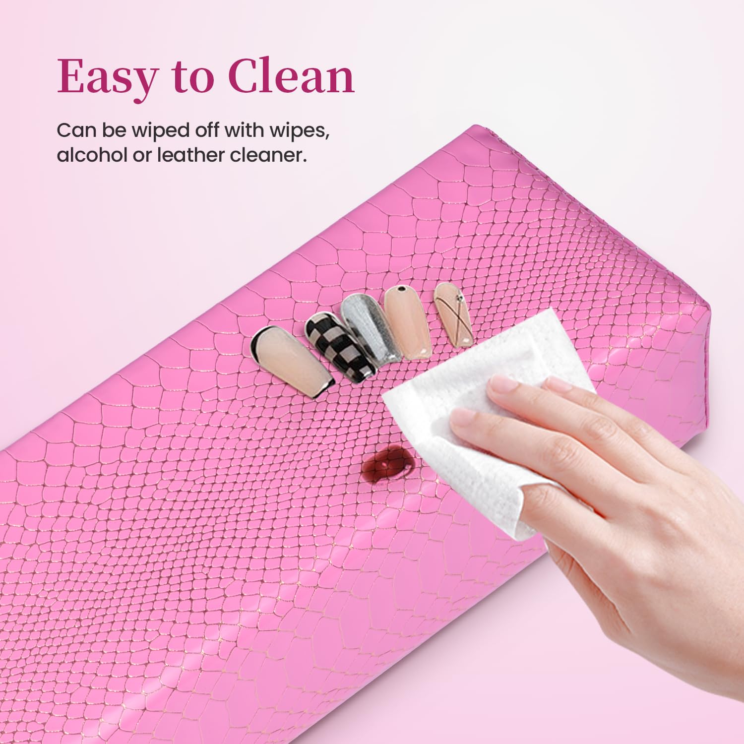 **Professional Nail Tech Arm Rest - Easy to Clean PU Leather Hand Rest Cushion for Acrylic Nails, Soft & Waterproof Nail Art Support (Orchid) - Perfect for Salon, Home Manicures & Nail Art Enthusiasts**
