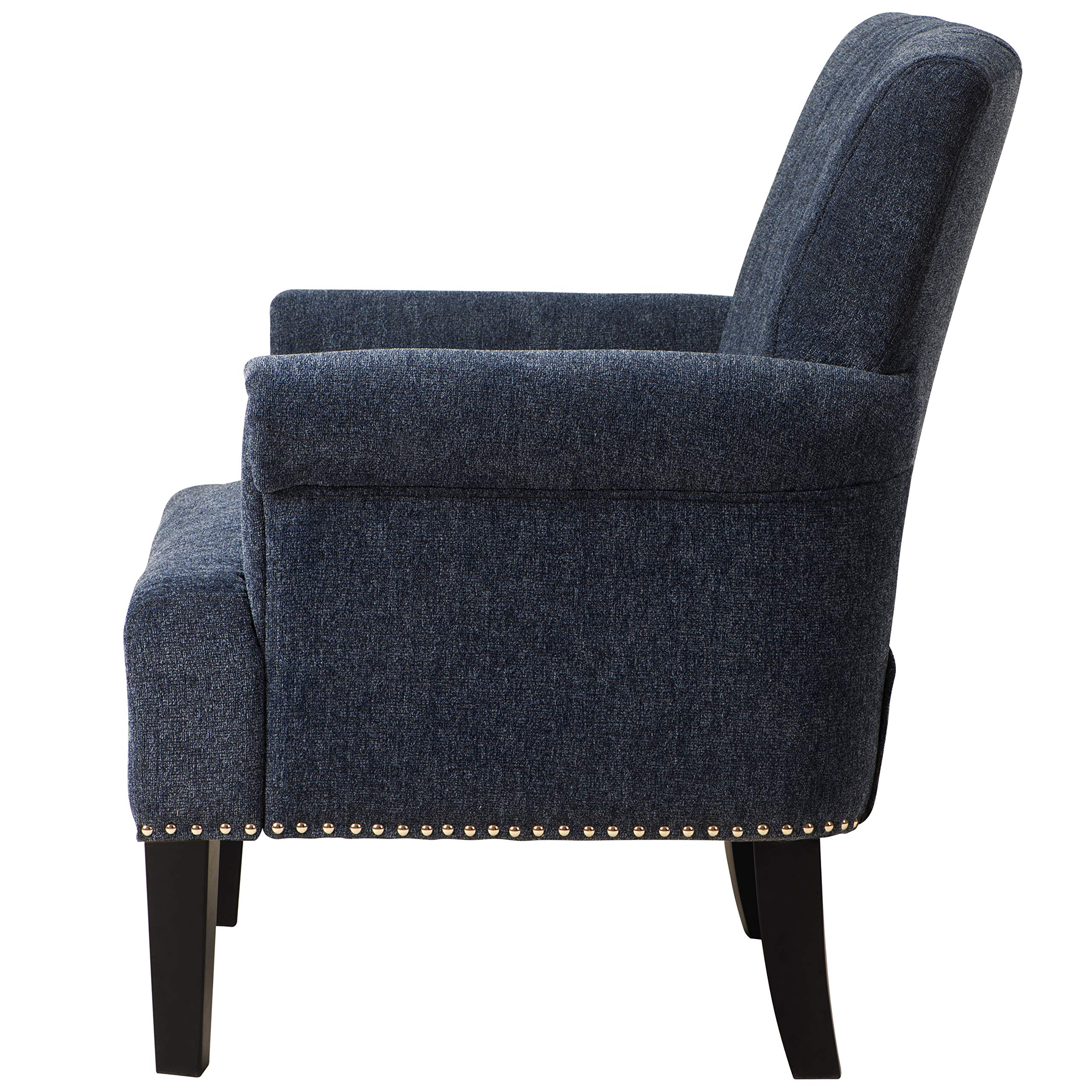 Goujxcy Modern Tufted Polyester Accent Armchair - Navy Blue Club Chair for Living Room, Bedroom & Office - Perfect for Reading Nook, Home Decor & Small Space Seating