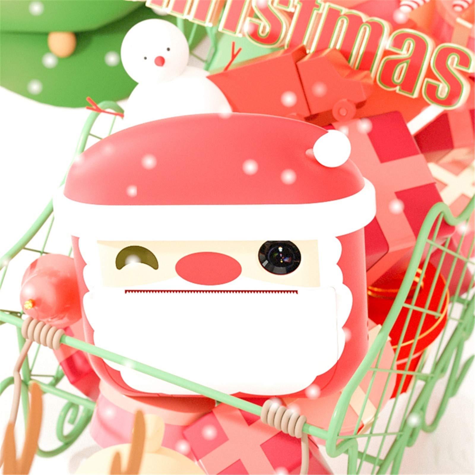 Santa Claus Instant Print Digital Camera for Kids - Mini Portable Toy Camera with 32GB TF Card & Photo Paper - Perfect Christmas Gift for Children, Birthday Party Favors, Travel Souvenirs & Family Fun Activities