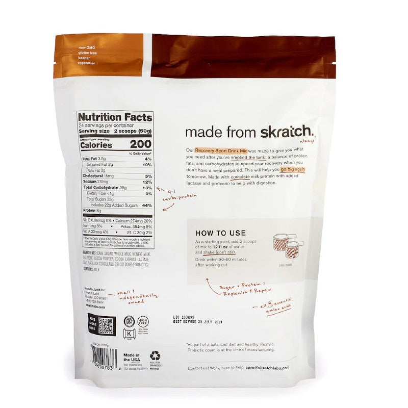 Skratch Labs Sport Recovery Drink Mix - 1200g Powder for Post-Workout Hydration & Muscle Recovery | Ideal for Athletes, Runners & Fitness Enthusiasts