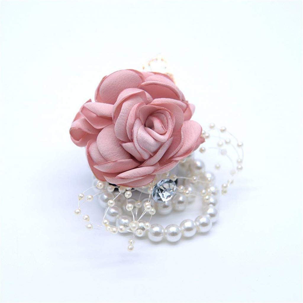 Elegant Rose Wedding Wrist Corsage & Boutonniere Set - Champagne Pink Silk Flower Bouquet for Prom, Bridal Party & Formal Events - Perfect for Weddings, Dances & Special Occasions