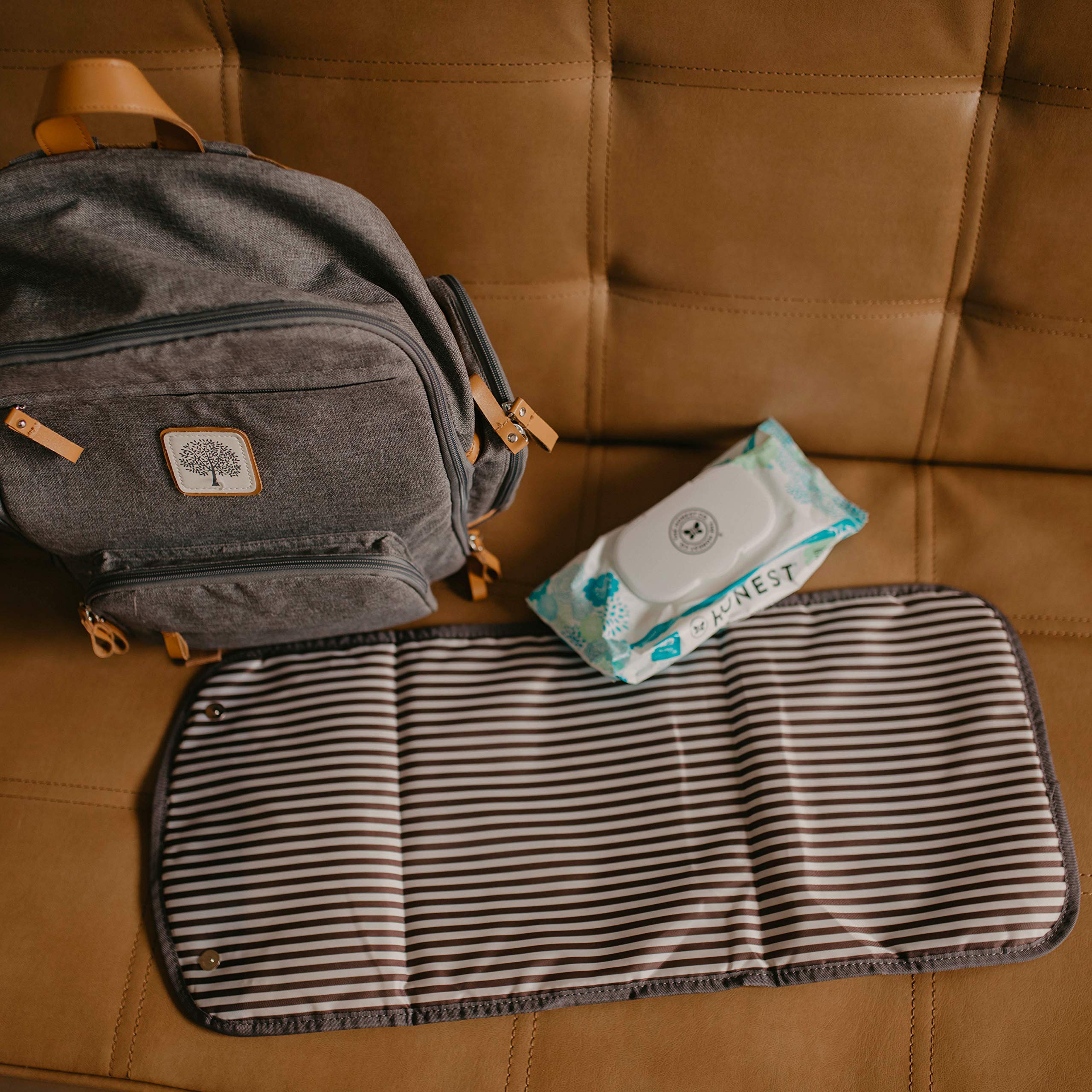 Parker Baby Portable Changing Pad for Diaper Changing On-The-Go - Waterproof Travel Changing Mat with Birch Bag - Perfect for Nursery, Travel, and Outdoor Use