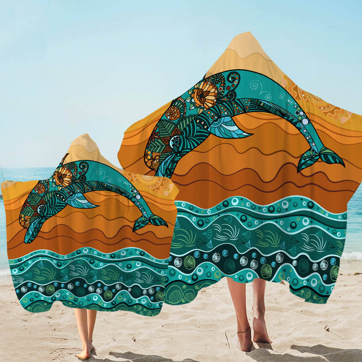 Jumping Dolphin Hooded Towel for Kids - Soft & Absorbent Baby Bath Towel with Fun Animal Design - Perfect for Beach, Pool & Bath Time
