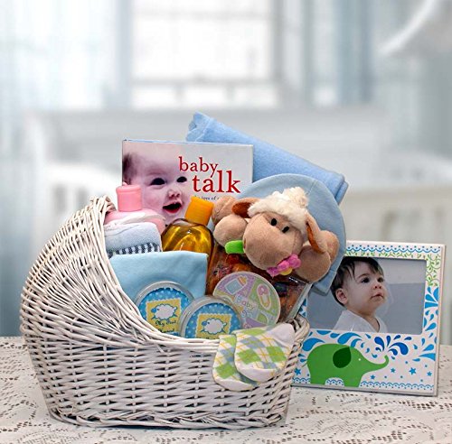 Baby Shower Gift Basket for Newborn Boys - Soft Bassinet with Essential Baby Care Items - Perfect for Nursery, Christening & First Birthday Gifts
