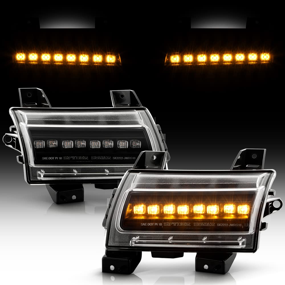 ACANII Amber Full LED Parking Lights with Sequential Turn Signals for 2018-2022 Jeep Wrangler Sport & Sport S - Left & Right Pair - Upgrade Your Off-Road Style for Night Driving & Trail Adventures