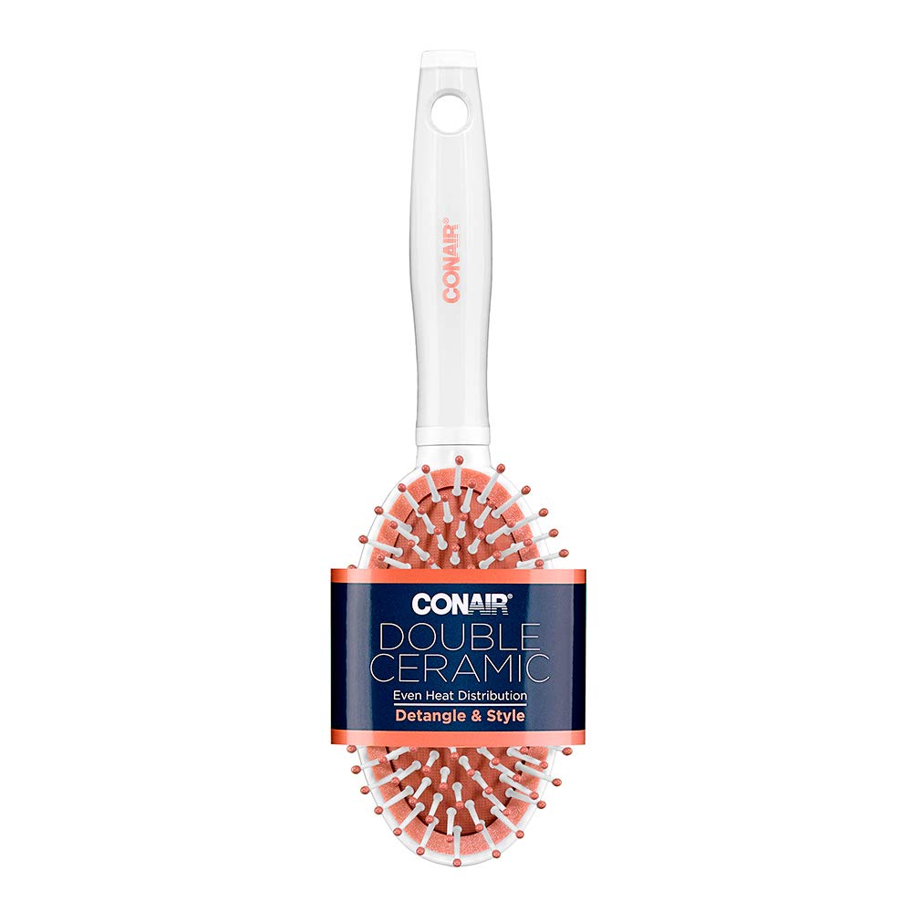 Conair Double Ceramic Detangling Hair Brush for Smooth & Shiny Hair - Perfect for Styling, Blow Drying & Everyday Use at Home or Salon