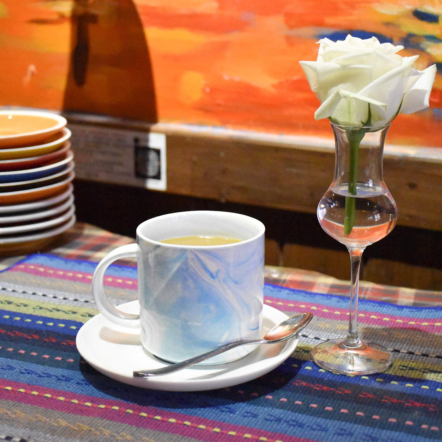 Blue Marbling Ceramic Coffee Mug & Tea Cup - 13 Oz, Dishwasher & Microwave Safe - Perfect for Office, Home & Gifts - Enjoy Your Morning Coffee, Afternoon Tea or Hot Chocolate