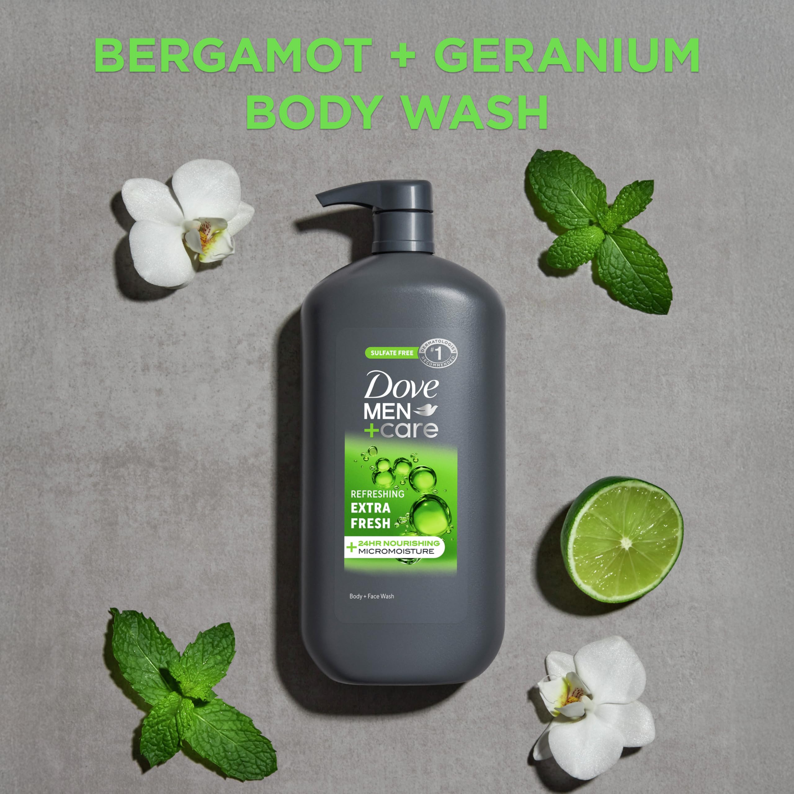 Dove Men+Care Refreshing Extra Fresh Body and Face Wash for Men - 24-Hour Hydration with Micromoisture Technology - 30 oz - Perfect for Gym, Travel & Daily Shower Routine