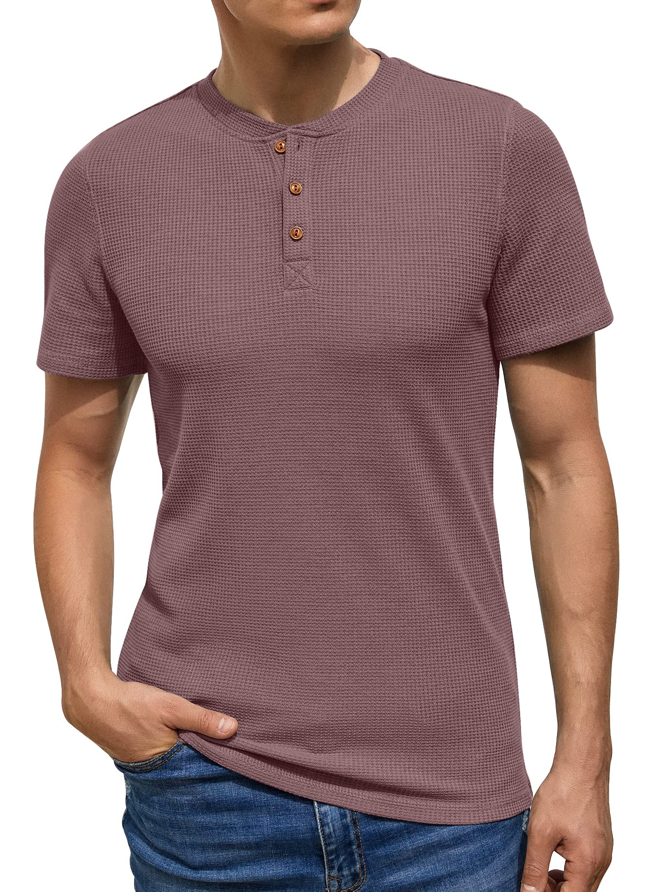Sailwind Men's Short Sleeve Waffle Henley Shirt - Breathable Casual Tee for Men | Perfect for Summer Outfits, Beach Wear & Everyday Comfort